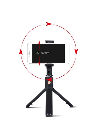 Kangvka K10 Çelik Ayarlanabilir Selfie Çubuğu - 360 Döner Telefon Tutucu, 7.64-27.6 İn Uzunluk Aralığı, Siyah Siyah