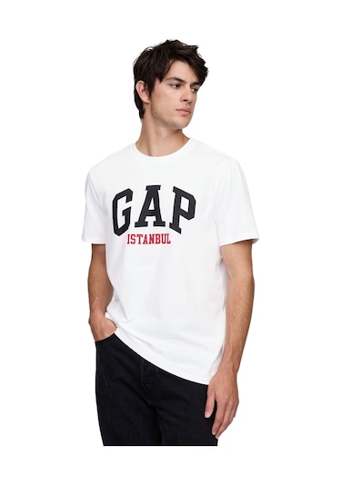 Gap Everyday Soft Gap Istanbul Logo T-shirt - 745261-10001 Beyaz