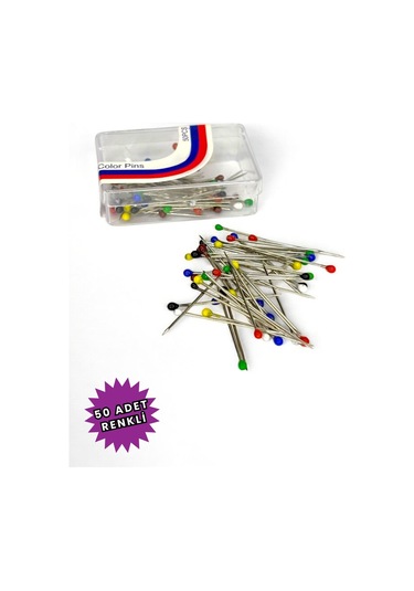 Toplu İğne Karışık Renkli 50 Adet 2.5cm - Eşarp Ve Şal Iğnesi - Kadın Tesettür Aksesuar Çok Amaçlı Karışık