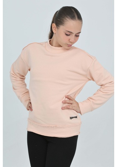 Toontoy Kız Çocuk Happen Nakışlı Sweatshırt Pudra