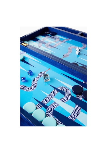 Jonathan Adler Eden Lüks Backgammon, Dekoratif Tasarım Tavla Seti Tavlalar Mavi