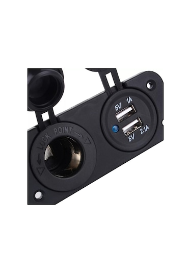Çift Usb Araç Şarj Soketi ve Çakmaklık 2.1A/1A - 12 V