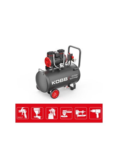 Kobb Kbk50s 2.0hp 50lt 8bar Yağsız Sessiz Taşınabilir Hava Kompresörü