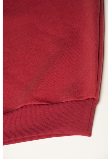 Unisex Kırmızı Oversize Kalın Üç Iplik Şardonlu Bisiklet Yaka Basic Sweatshirt Kırmızı