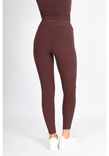 Soft&Basic Kadın Slım Fit Esnek Kahverengi Tayt Kahverengi