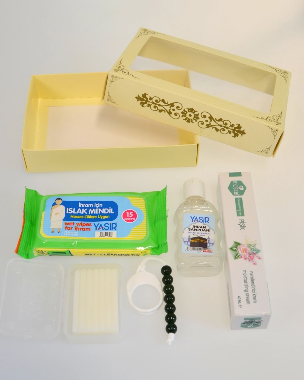 Mini İhram Seti Hac Ve Umre İçin Kokusuz Hediye Seti, Tavaf Tesbihli Özel Kutulu