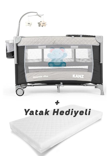 Kanz Sleepside +Plus Anne Yanı Park Yatak Ve Oyun Parkı Siyah + Yatak