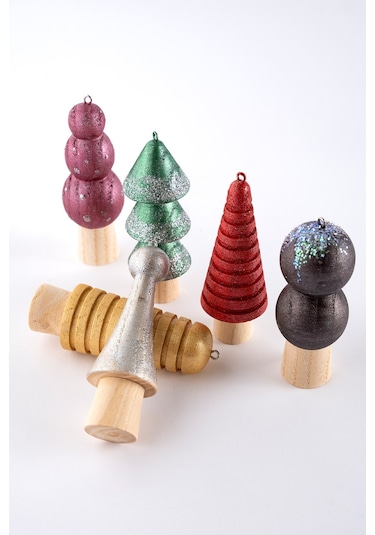 Wood Ahşap Ağaç Süsü 6 Lı 21050 Kahverengi