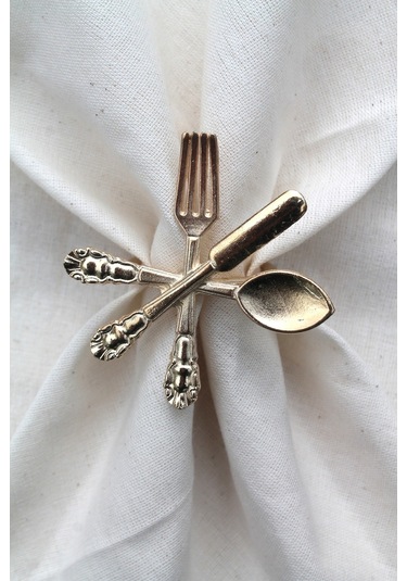 12 Adet Dekoratif Gold Food Style Peçete Halkası - Napkin Ring