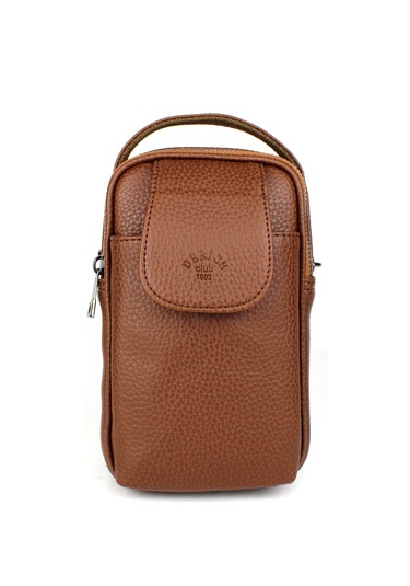 Erkek Kapaklı Çok Bölmeli El Ve Omuz Çantası Taba