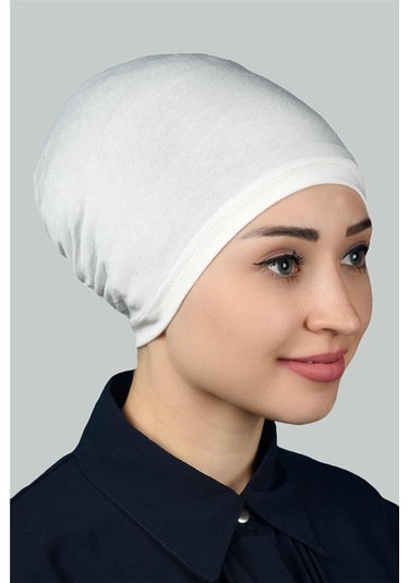 Altobeh Hazır Pratik Geçmeli Lastikli Tesettür Bone - Ekru
