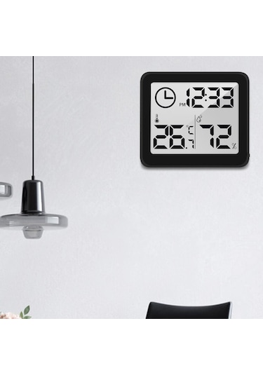 Homyl Masaüstü Dijital Saat Pille Çalışan Okuması Siyah02