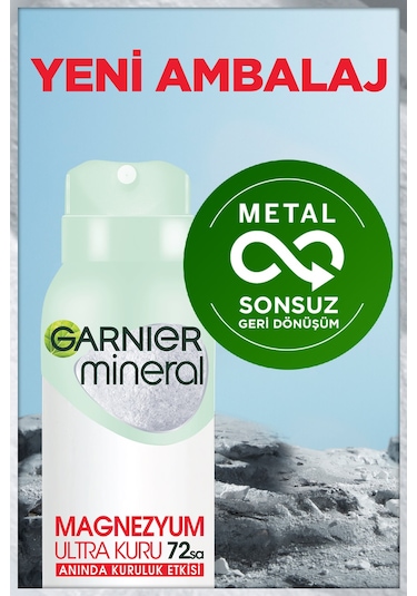 Garnier Mineral Magnezyum Ultra Kuru Kadın Sprey Deodorant 3 x 150 ML