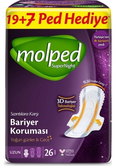Molped Süpernight Süper Gece Ped 26 Adet