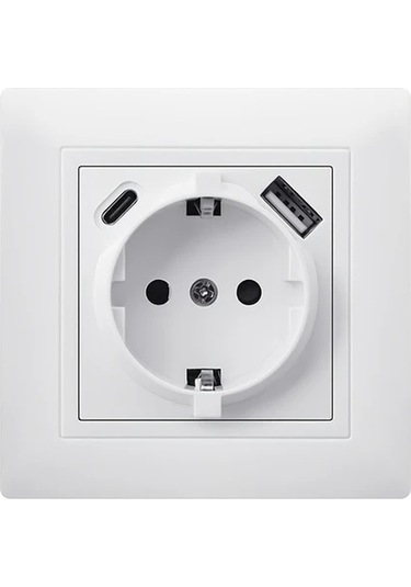 Honeybeeshop Alman Standart Usb Type C Soket Beyaz Pc Malzemesi Usb Cikisi Guc Cihazlar Icin Pratik Hizli Gomulu Kurulum Duvar Soketi 16a 250v