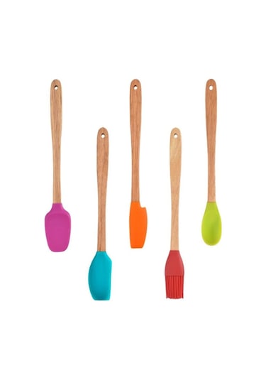 Valletta Indigo Bambu Silikon Spatula Seti 5'li Çok Renkli