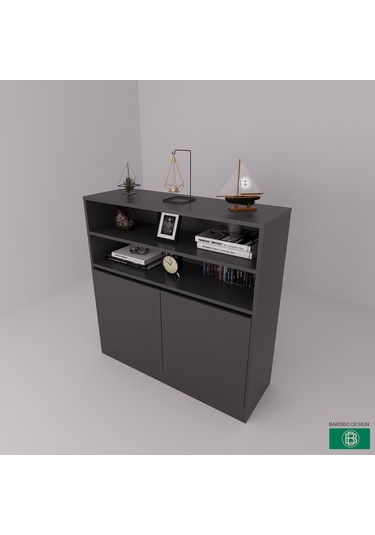 Çok Amaçlı Saklama Dolabı Kapaklı Ve Raflı Antrasit