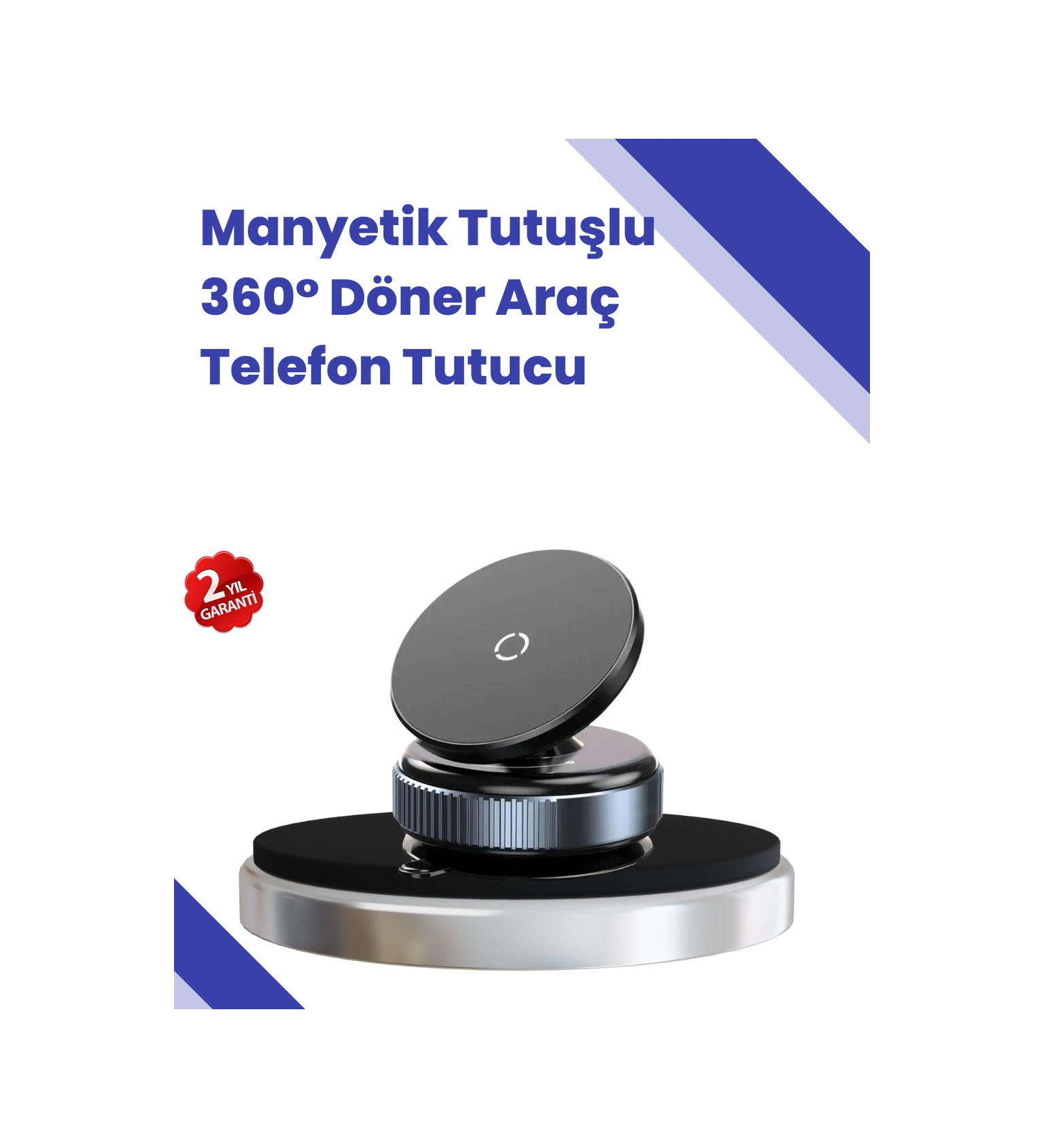 Araç İçi Telefon Tutucu Güçlü Manyetik Vakumlu Model Siyah