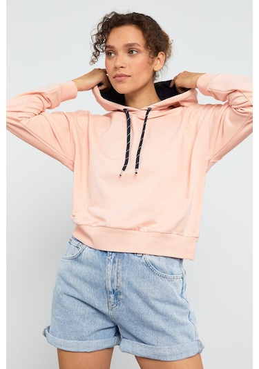 Tommy Life Pembe Uzun Kol Rahat Form Kapüşonlu Kadın Sweatshirt - 97115 Pembe Tommy Life Pembe Uzun Kol Rahat Form Kapüşonlu Kadın Sweatshirt - 97115 Pembe