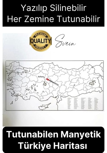 Duvara Yapışabilen Ev Okul Stickerı Dekoratif Büyük Boy Yazılabilir Türkiye Haritası Manyetik Şeffaf Çok Renkli