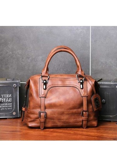 Wondernest Bayanlar Gündelik Çanta Yumuşak Yüzlü Düz Renk Tek Omuz Çapraz Büyük Çanta Kahverengi, Desenli Kaplı Kahverengi