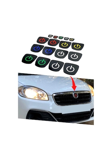 Fiat Linea Logo Içi Power Buton Sticker 3 Lü Set