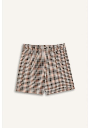 DeFacto Kız Çocuk Beli Lastikli Ekose Pileli Twill Şort Etek C9652A824AUER134 Ekru DeFacto Kız Çocuk Beli Lastikli Ekose Pileli Twill Şort Etek C9652A824AUER134 Ekru