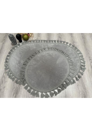 My Evilla Modern Simirna Dekoratif Peluş Oval Ponpon Saçaklı Klozet Takımı 001