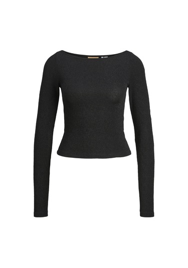 Jack & Jones Kadın Simli Kumaş Crop Top - Sigga Black