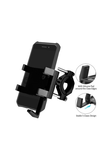 Qingmipy Bisiklet Telefon Tutucu Alüminyum Sabit Beş Tırnaklı Koku Verici Fon Tutucu 22-36mm Çubuk Uyumlu Kırmızı