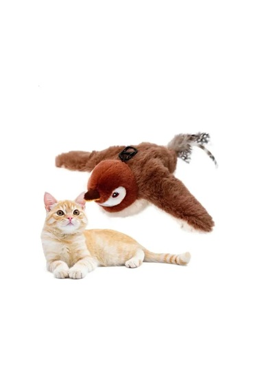 Tineke Şarjlı Titreşimli Hareketli Kedi Oyuncağı Uçan Kuş Oyuncak