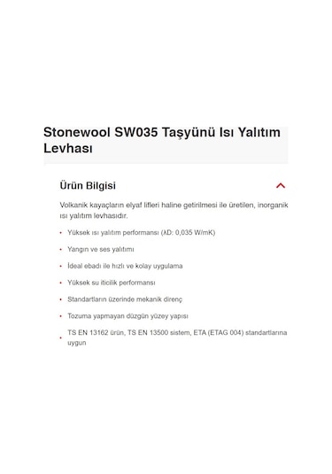 Capatect Taş Yünü Dış Cephe Isı Yalıtım Levhası 5 Cm 60x100 Cm 1 P 3.6 M2
