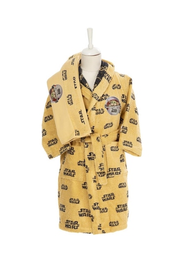 Özdilek StarWars Lisanslı Çocuk Havlu Bornoz Seti Sarı 7/8 Yaş