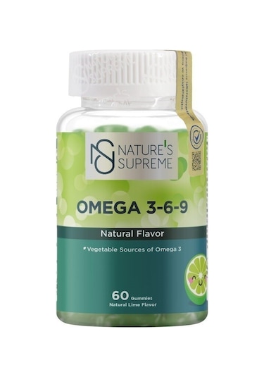 Natures Supreme Vegan Omega 3-6-9 60 Çiğnenebilir Form Yeşil Limo