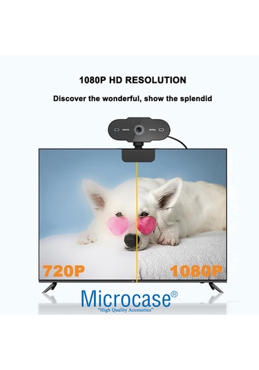 Microcase 1080p 360 Dönerli Mandal Kıskaçlı Full Hd Webcam Kamera Zr807 - Al5149