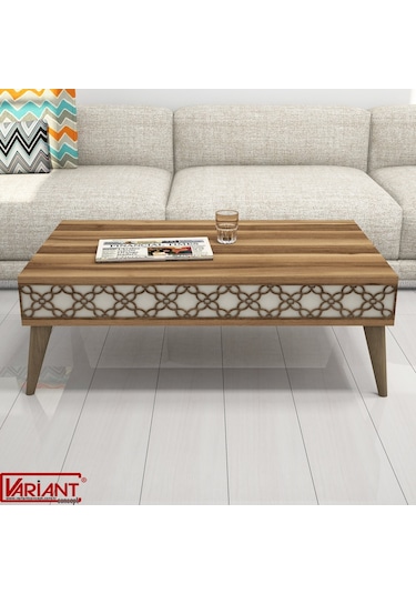 Variant City Orta Sehpa Ceviz-Metalikinci(Ekru)