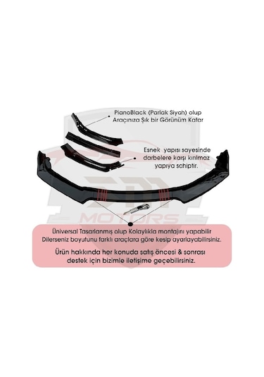 Dkelektronik Fiat Egea Ön Tampon Eki Lip 3 Parça Parlak Siyah