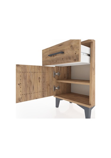 Arges Komodin Tek Raflı Tek Kapaklı 44x30x64 Çam-çam Çam