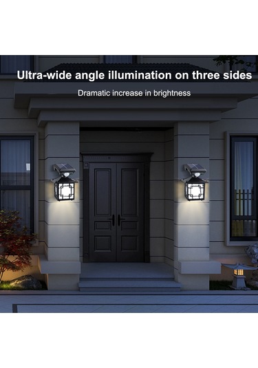 Gajeena 2'li Güneş Enerjili Duvar Lambası, Ip65 Su Geçirmez, İnsan Algılama, 300lm Isınma Işık, Bahçe Yol Aydınlatması