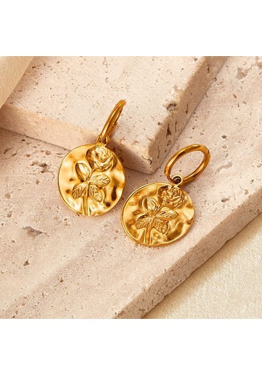 Sones Opk Ge915 1 Çift Paslanmaz Çelik Gül Şekilli Küpe