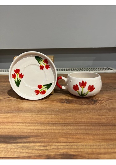 K.çiçek Desenli Tab Seramik Kupa, Mug, Filtre,türk Kahvesi