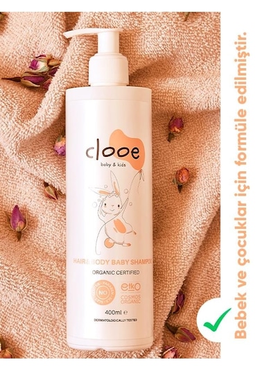 Clooe Organik Bebek & Çocuk Saç - Vücut Şampuanı 400 ML pH Dengeli Konak Önleyici