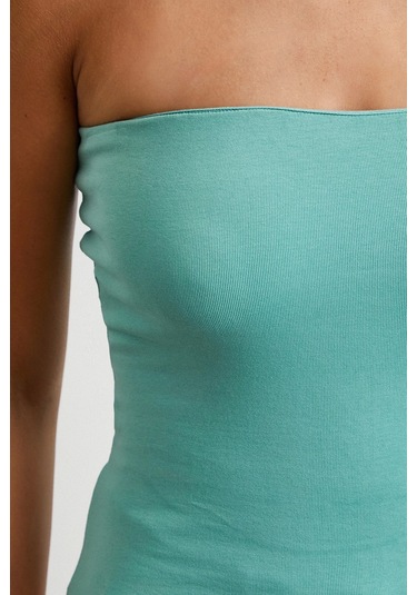 Straplez Top Yeşil Yeşil