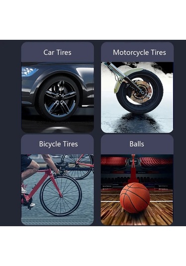 Dashanshop Kablosuz Portatif Hava Kompresörü 150psı Usb Şarjlı Bisiklet Araç Lastik İnflator