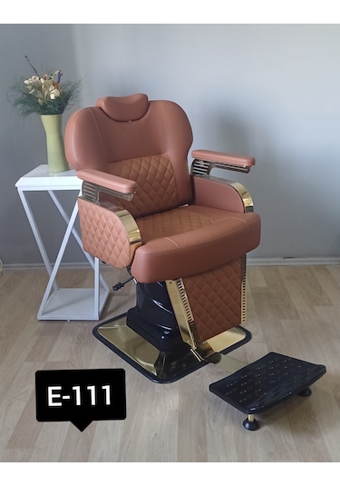 Egeli Berber-kuaför Koltuğu-hidrolikli-gold Nikelajlı-kahve