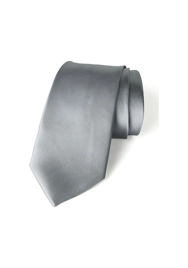 Tezzgelsin Erkek Saten Kravat ve Mendil Set Füme