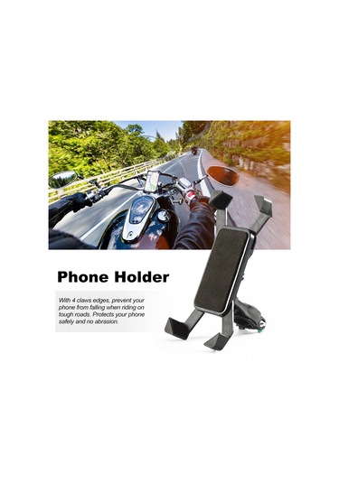 Padalink Bisiklet Telefon Tutucusu 360 Derece Döner Dört Pençeli Abs Dayanıklı Motor Elektrikli Bisiklet Telefon Sabitleyici Siyah