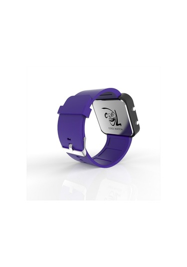 Cool Watch Saat - Siyah Led Kasa - Mor Kayış Unisex Pembe