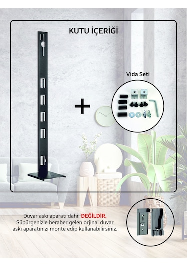 Bumech Stark -philips-Bosch Uyumlu-  Siyah Dikey Süpürge Standı