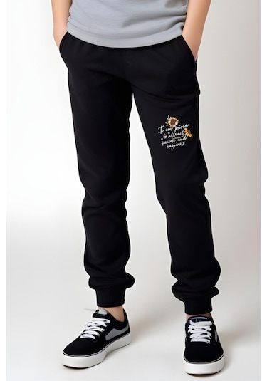 I Am Poised Baskılı Kız Çocuk Tişört Ve Eşofman Alt-üst Takım Gri